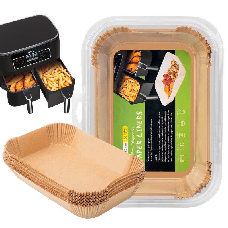 MooManGoo Air Fryer Disposable Liners, Air Fryer Liners Rectangle 8.6x 5.5'', Air fryer Parchment Paper Liners, Accessories Baking Paper (100pcs) - Image 1